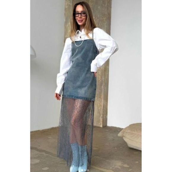 chinese dress ladies Amila Denim Cupped Maxi Dress / Indigo Blue | Meshki main image 0